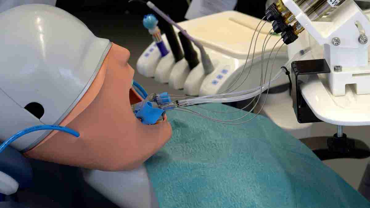 Medical training mannequin with endotracheal tube and ventilator tubing for airway management practice